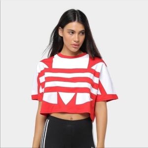 NWT Adidas Large Logo Crop Top Tee Size S